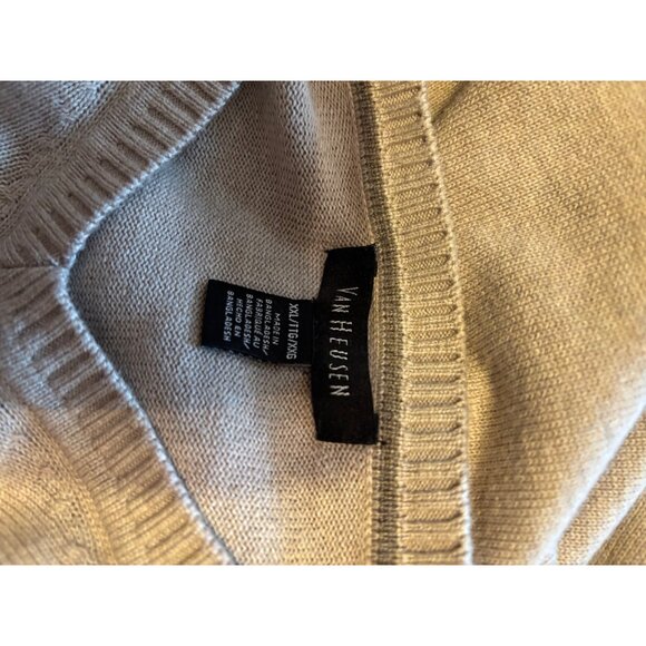 VanHeusen Vintage Men’s 80’s V neck Beige Pullover Sweater Size XXL - Picture 8 of 9